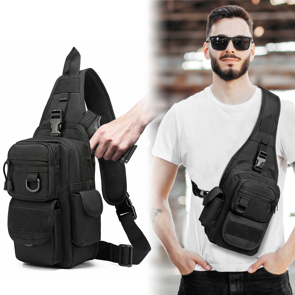 Edc Concealed Carry Sling Bag - ยุทธวิธีปืนพกกระเป๋าพกพากระเป๋าปืนปกปิดปืนพก HOLSTER Handgun พกพากระเป๋ากลางแจ้ง EDC เครื่องมือกระเป๋าปรับสลิงกระเป๋าเป้สะพายหลัง