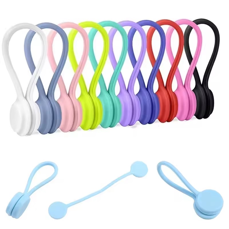 Gear Tie Reusable - สายรัดซิลิโคนแม่เหล็ก สายรัดจัดการสายซิลิโคน สายรัดแม่เหล็กแบบบิด สายรัดแบบใช้ซ้ำได้ คลิปหนีบสาย จัดระเบียบสายหูฟัง