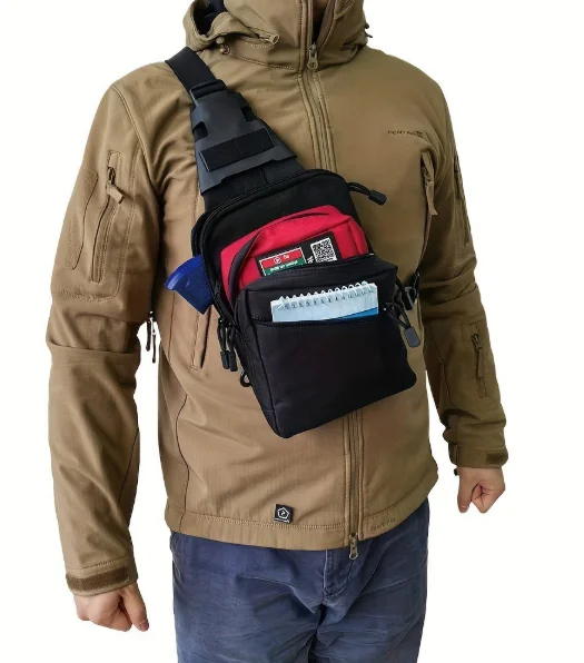 Edc Concealed Carry Sling Bag - กระเป๋าสะพายแบบยุทธวิธีสำหรับพกพาแบบซ่อน: กระเป๋าปืนแบบเข้าถึงได้รวดเร็วสำหรับ EDC – ใช้ได้แบบสะพายข้าง, สะพายไหล่,
