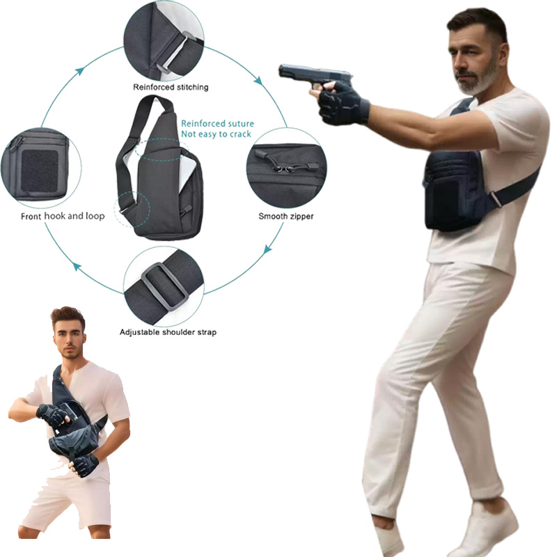 Edc Concealed Carry Sling Bag - กระเป๋าปืนพกยุทธวิธี ซองปืนพกแบบซ่อน กระเป๋าเก็บปืนพก กระเป๋าคาดหน้าอก กระเป๋าเครื่องมือ EDC