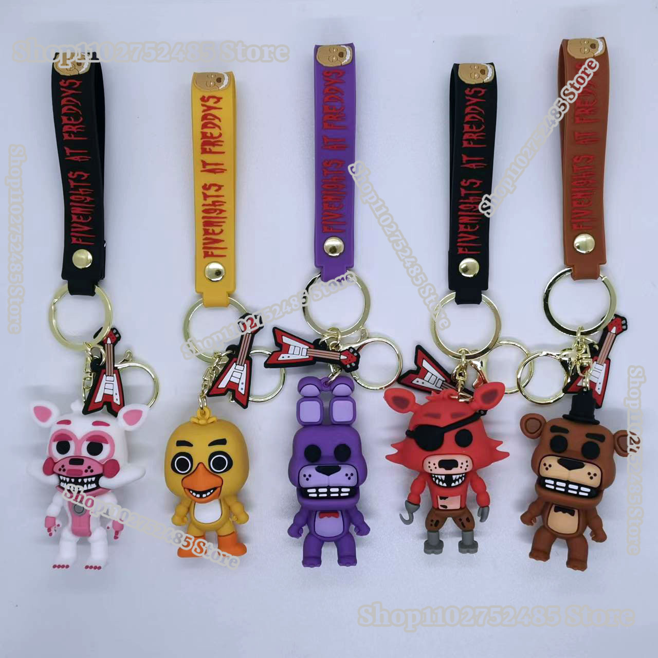 Carabiner Keychain - พวงกุญแจตุ๊กตาการ์ตูนอนิเมะ FNAF 5 ชิ้น ตุ๊กตาเฟรดดี้สุดหลอน ของตกแต่งสำหรับนักเรียน