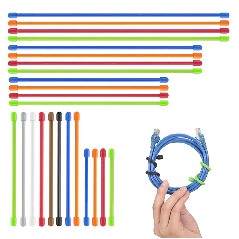 Gear Tie Reusable - 5PCSซิลิโคนZip Ties,แกนเหล็กซิลิโคนTwisted Ties,ReusableยางTwisted Ties,สายผูกสําหรับจัดระเบียบ