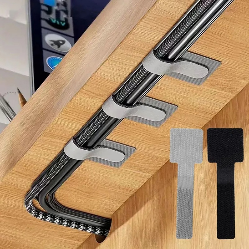 Gear Tie Reusable - สายรัดเคเบิลแบบมีกาวในตัว ใช้ซ้ำได้ พร้อมแถบเวลโครสำหรับจัดระเบียบสายไฟ ปรับได้ ใช้สำหรับจัดการสายไฟบนโต๊ะ