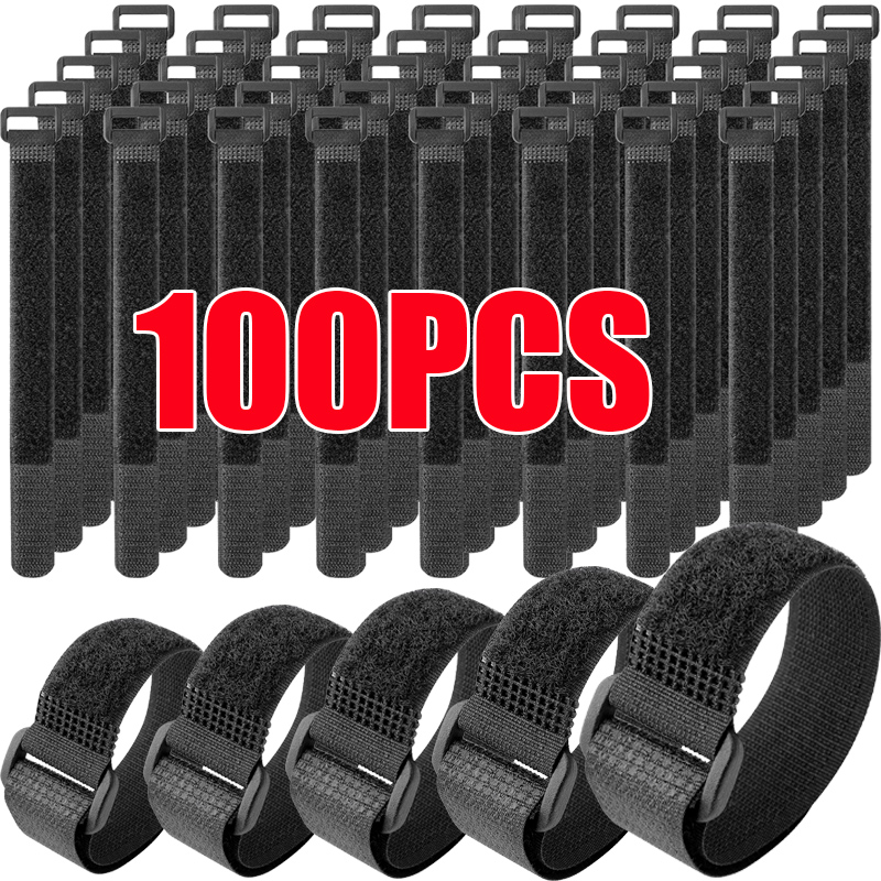 Gear Tie Reusable - สายรัดเคเบิลไนลอนแบบปรับได้ 10-100 ชิ้น พร้อมตัวล็อคแบบตะขอเกี่ยวและห่วงร้อย ใช้สำหรับรัดสายไฟและจัดระเบียบสายเคเบิล