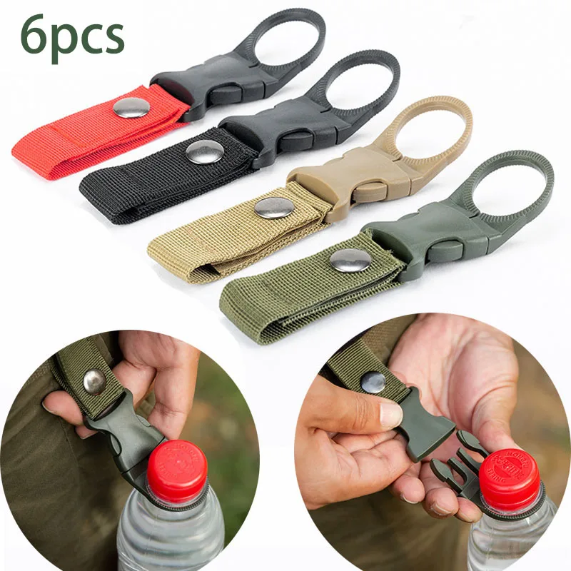 Edc Carry Kit - 6pcs Camping Webbing BUCKLE Hook ผู้ถือขวดน้ําคลิปกลางแจ้งทหารไนลอน