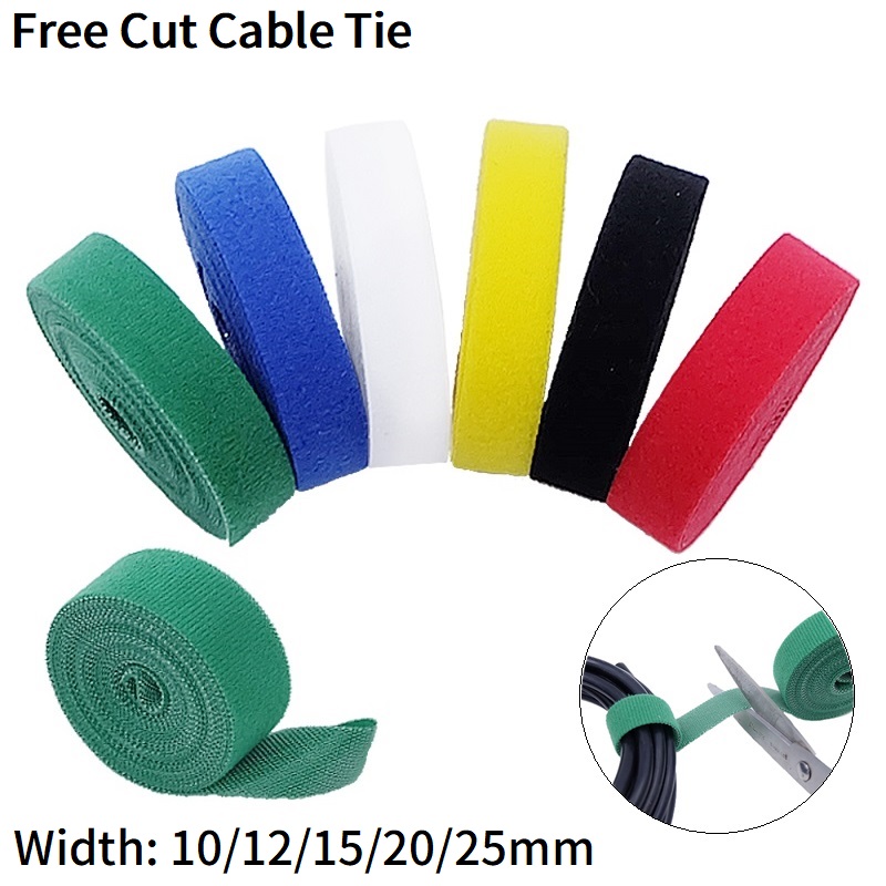 Gear Tie Reusable - 5M SelfกาวFastener 10/12/15/20/25 มม.ห่วงเทปOrganizer ReusableการจัดการสายเคเบิลสายรัดDIYอุปกรณ์เสริมสายผูก