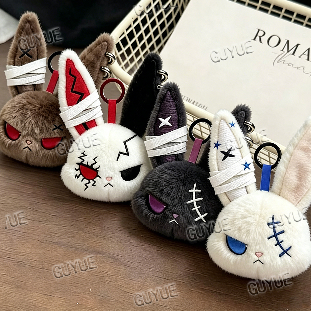 Carabiner Keychain - พวงกุญแจน่ารักสไตล์โกธิค ตุ๊กตากระต่ายขนนุ่ม ของตกแต่งกระเป๋า ของขวัญ พร้อมสายรัด