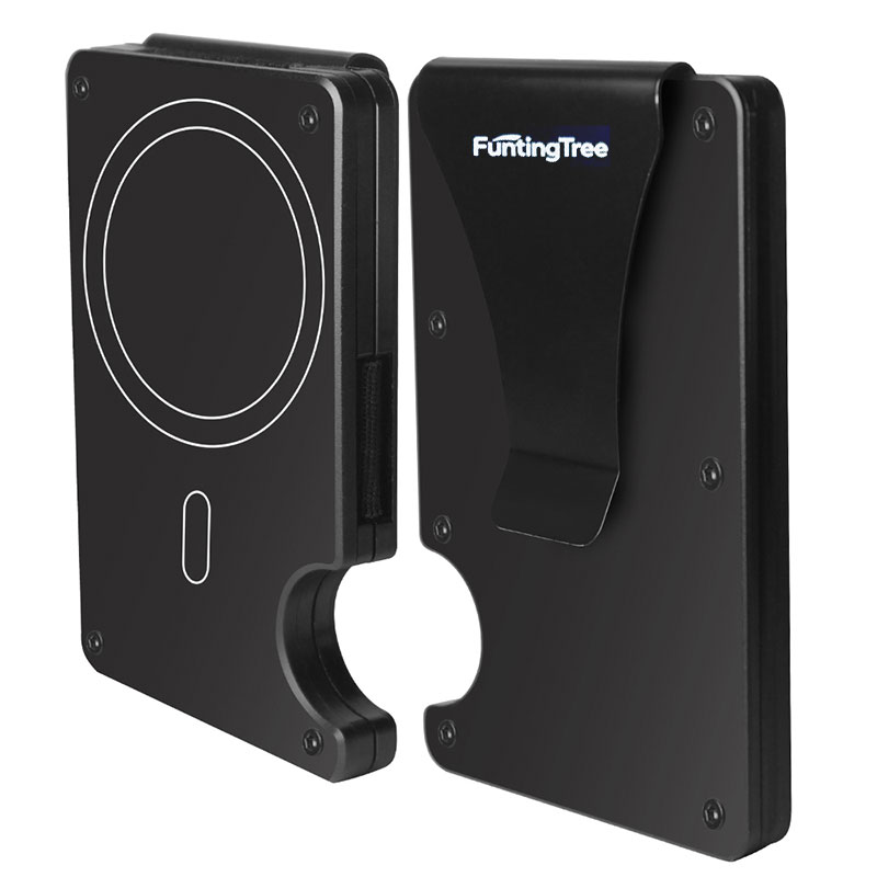 Money Clip Magnetic - ใช้งานร่วมกับกระเป๋า MagSafe ได้, กระเป๋าสตางค์บางสำหรับผู้ชายพร้อมคลิปหนีบเงิน, ที่ใส่บัตรโลหะป้องกัน RFID,