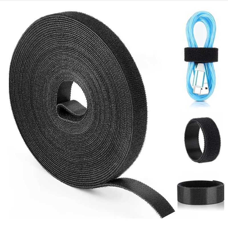 Gear Tie Reusable - 1/3/5M/ม้วน สายรัดจัดระเบียบสายเคเบิลแบบใช้ซ้ำได้ สายรัดสายเคเบิลแบบถอดได้ พร้อมคุณสมบัติการตัดฟรี เทปยึดสองด้าน สำหรับการจัดการสายไฟ