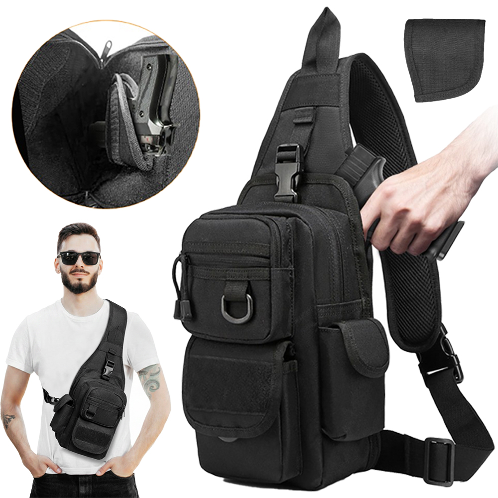 Edc Concealed Carry Sling Bag - กระเป๋าปืนพกพาแบบยุทธวิธี กระเป๋าใส่ปืนแบบซ่อน กระเป๋าสะพายข้าง กระเป๋าเป้สะพายไหล่ กระเป๋าคาดอก พร้อมซองปืนพกพา