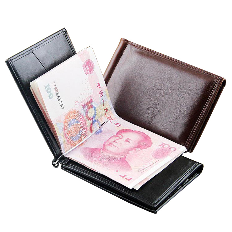 Money Clip Magnetic - ร้อนขายแฟชั่นผู้ชายหนังเงินคลิปกระเป๋าสตางค์แม่เหล็กHaspผู้ถือบัตรเครดิตธุรกิจสั้นกระเป๋าสำหรับชาย
