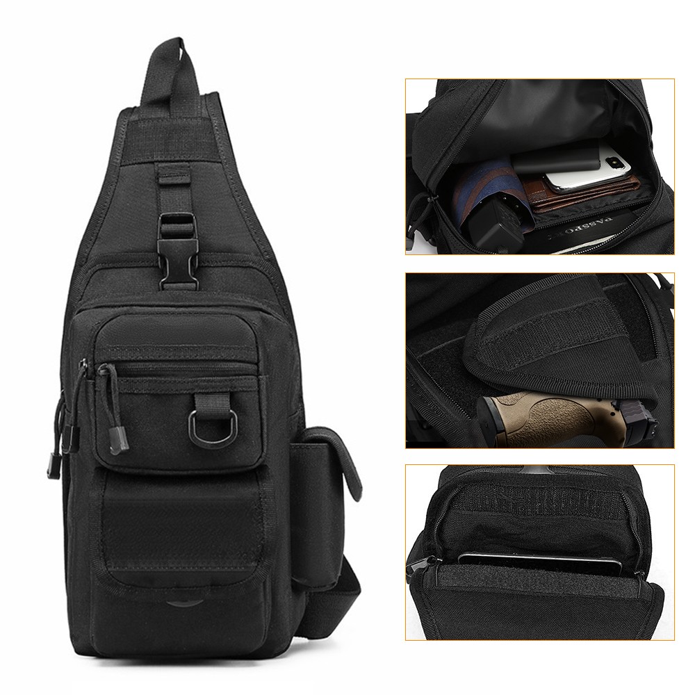 ยุทธวิธีปืนพกกระเป๋าพกพากระเป๋ - Edc Concealed Carry Sling Bag บทวิจารณ์และราคา