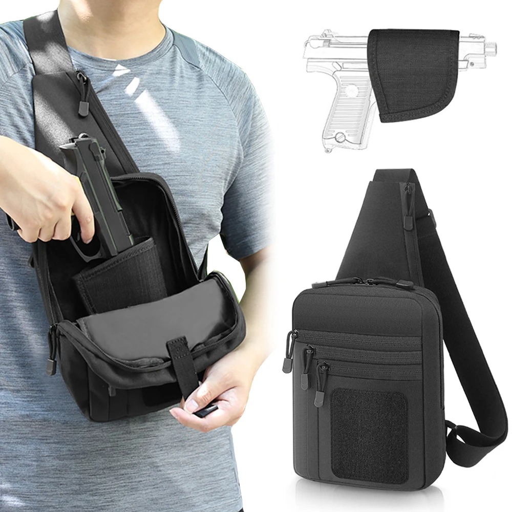 กระเป๋าปืนพกยุทธวิธี ซองปืนพกแ - Edc Concealed Carry Sling Bag บทวิจารณ์และราคา