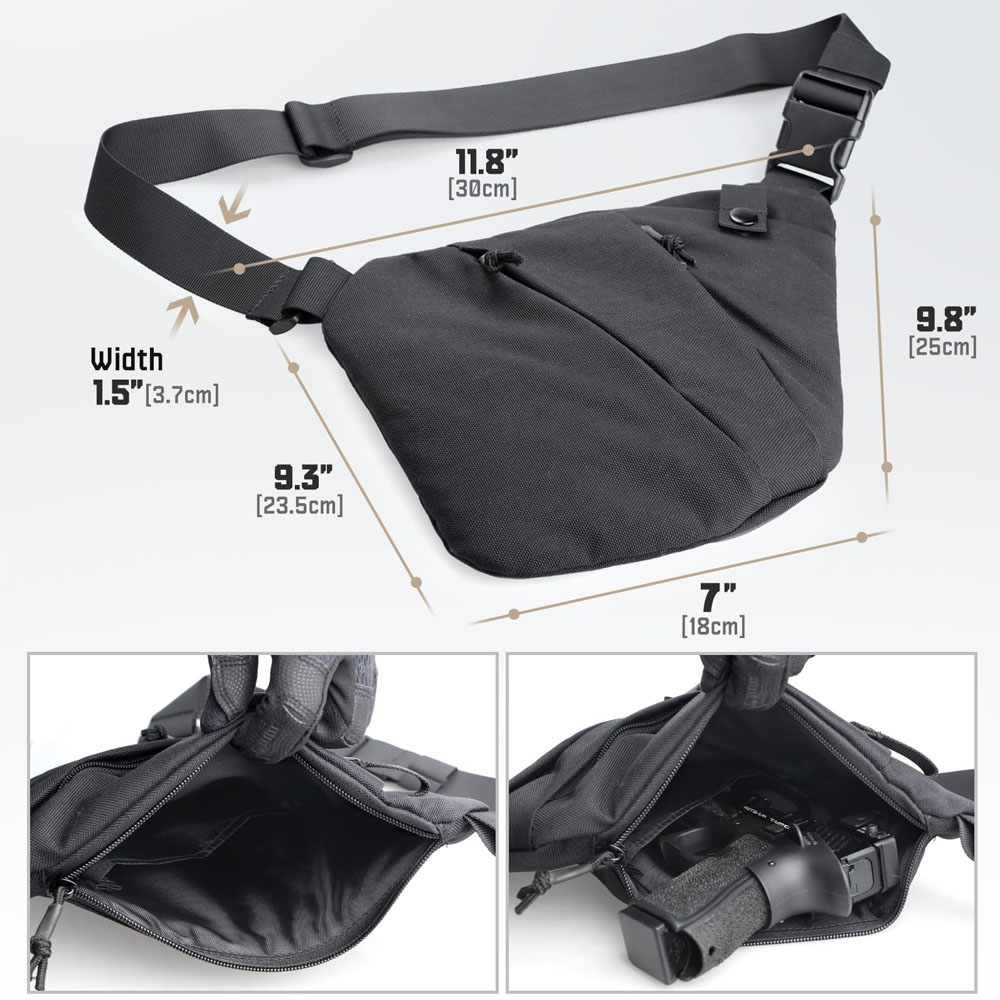 ปืนปกปิดทางยุทธวิธีกระเป๋าใส่โ - Edc Concealed Carry Sling Bag บทวิจารณ์และราคา