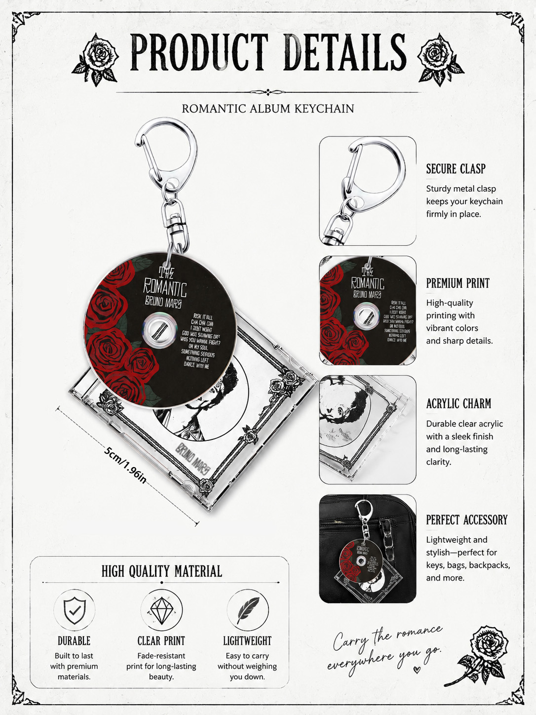 พวงกุญแจบรูโน่，The Romantic，Ma - Carabiner Keychain บทวิจารณ์และราคา