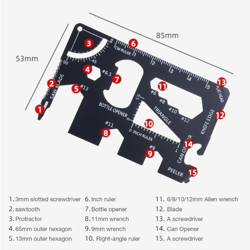 15 in 1 สแตนเลส Multitool การ์ - Multitool Credit Card บทวิจารณ์และราคา
